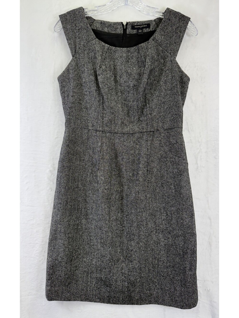 Banana Republic Tweed Dress 4 Gray Sleeveless Wool Blend Sheath